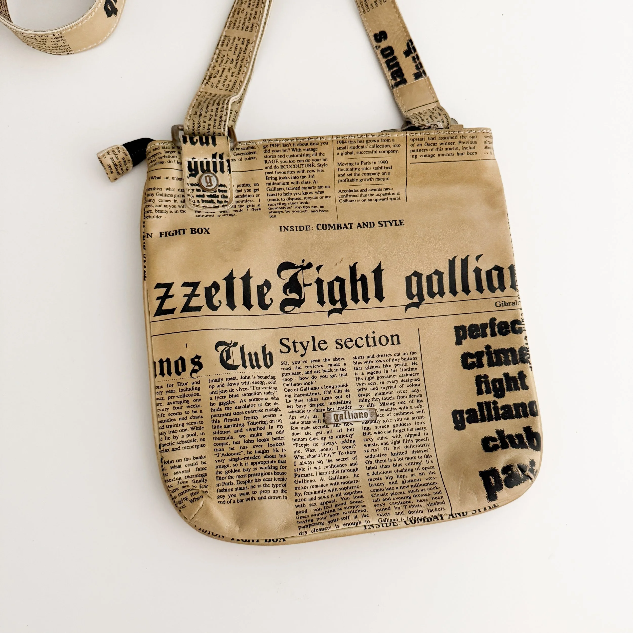 John Galliano Iconic Gazette Newspaper Leather Purse — sororité.